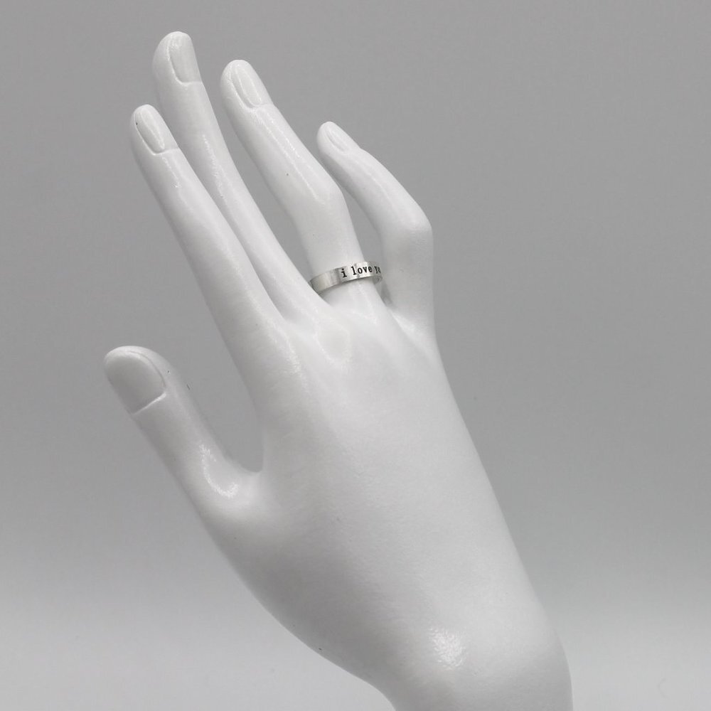 Jewelry ring band I Love You romantic adjustable silver tone simple minimalist - Picture 7 of 7